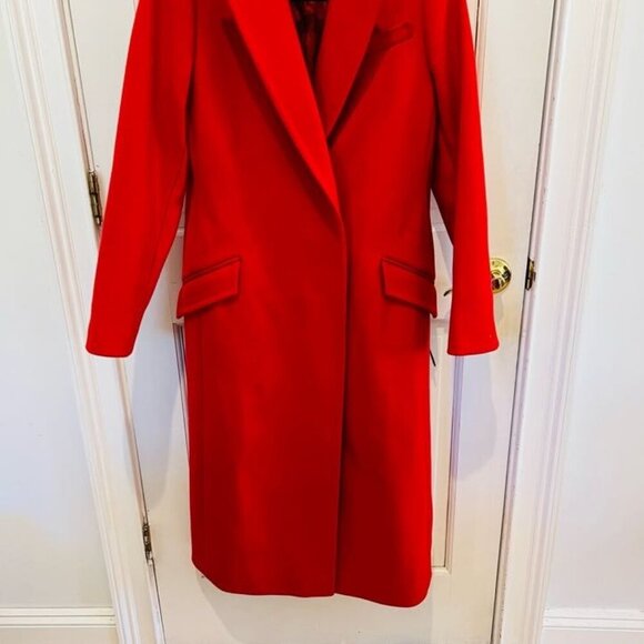 Ted Baker London Red Over Coat Alpaca Wool Cashmere Blend Size 2 - Picture 14 of 16